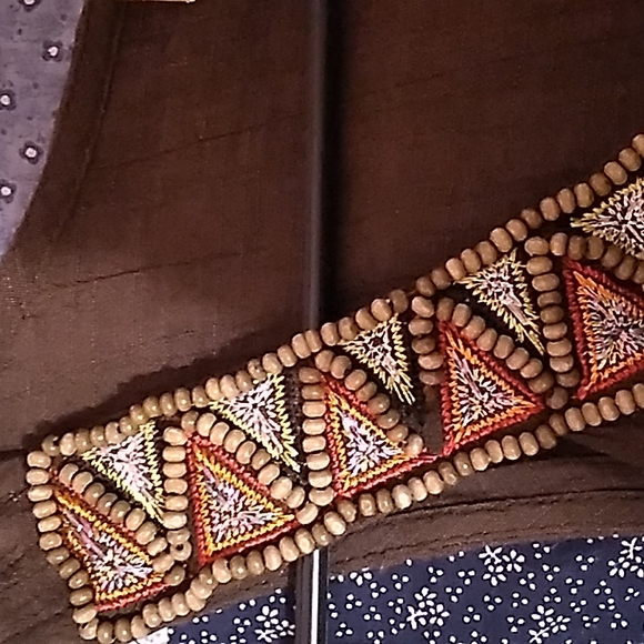 Marineblu Sleeveless Brown Shirt with Beading - Picture 4 of 7